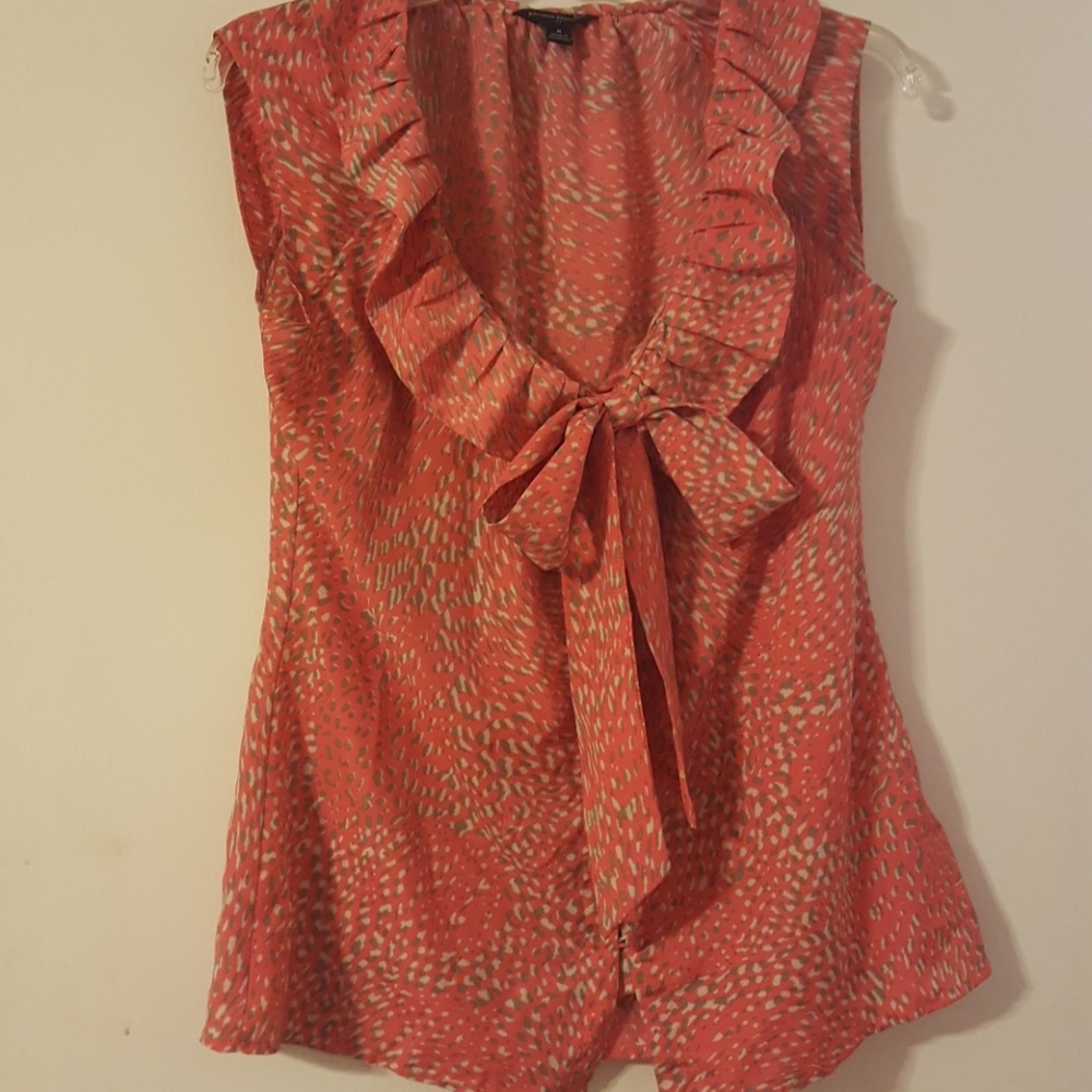 Banana Republic Sleeveless ruffle neck Abstract print top